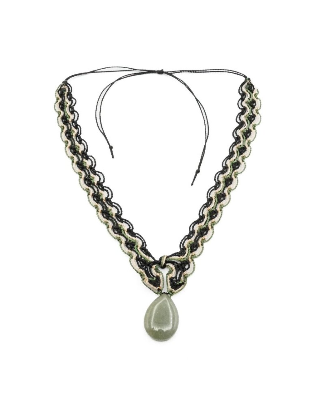Handmade Macrame Aventurine Pendant Necklace Adjustable 14 to 29 Inches